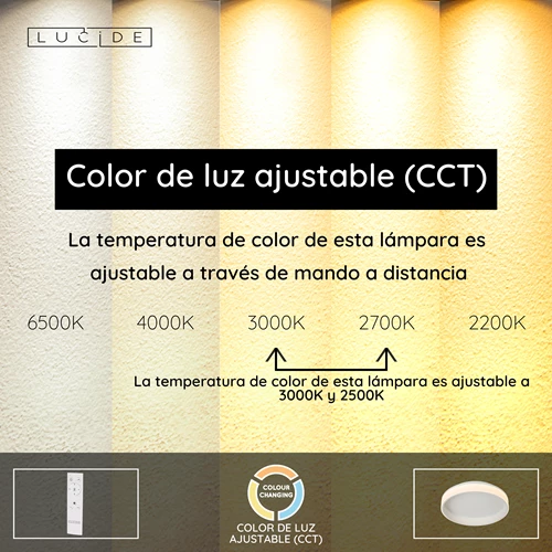 Lucide ESTREJA - Lámpara de techo - Ø 40 cm - LED 3 StepDim - CCT - 2500K/3000K - Blanco - USP